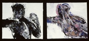 Nøgen mand og nøgen kvinde, liggende tilbage med strakt arm, 1993-94